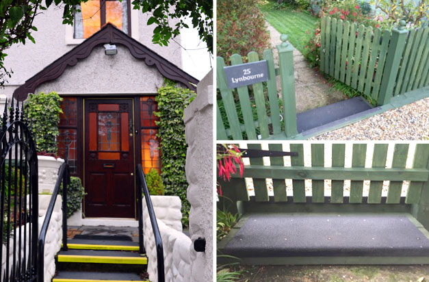 Anti-slip stair tread covers with DDA bright nosing, and single colour treads for garden home use.
